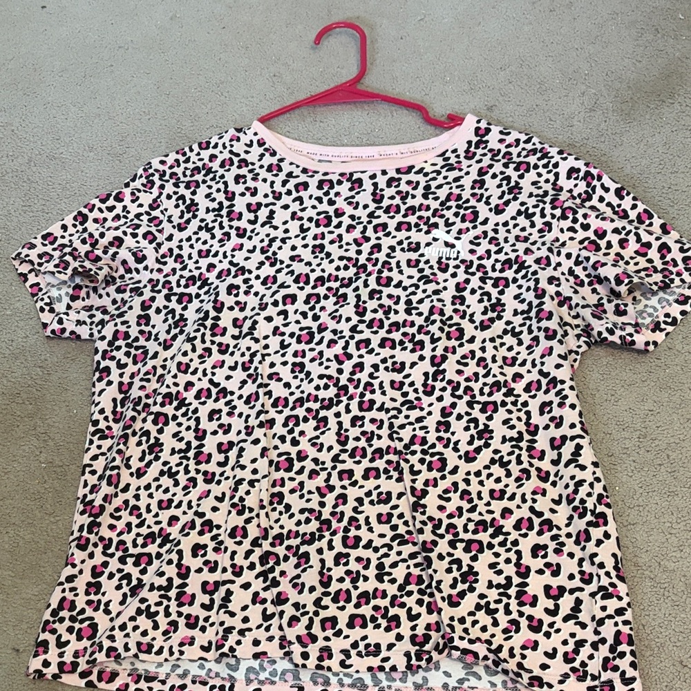 Puma Leopard Print Top with Pink Highlights